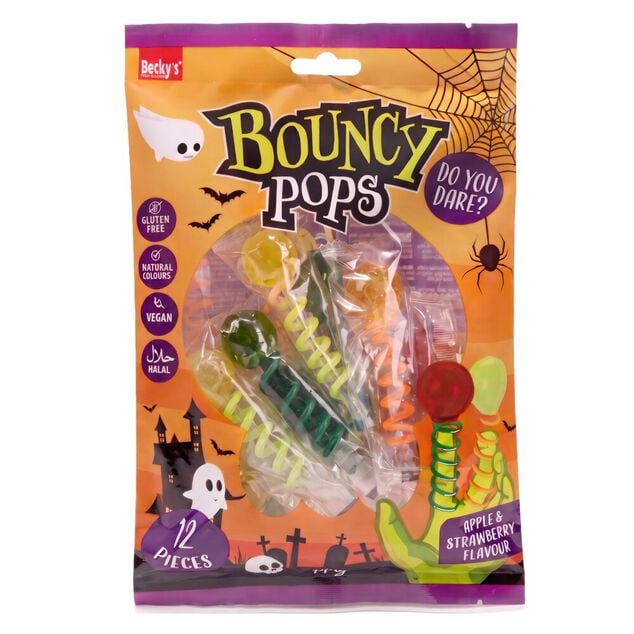 Bonbon Halloween Jumpy Pops t&ecirc;te de mort et sorci&egrave;re 140g
