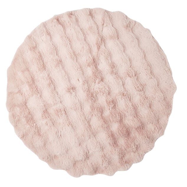 Tapis fausse fourrure rond relief bulle &Oslash;90cm - 3 mod&egrave;les