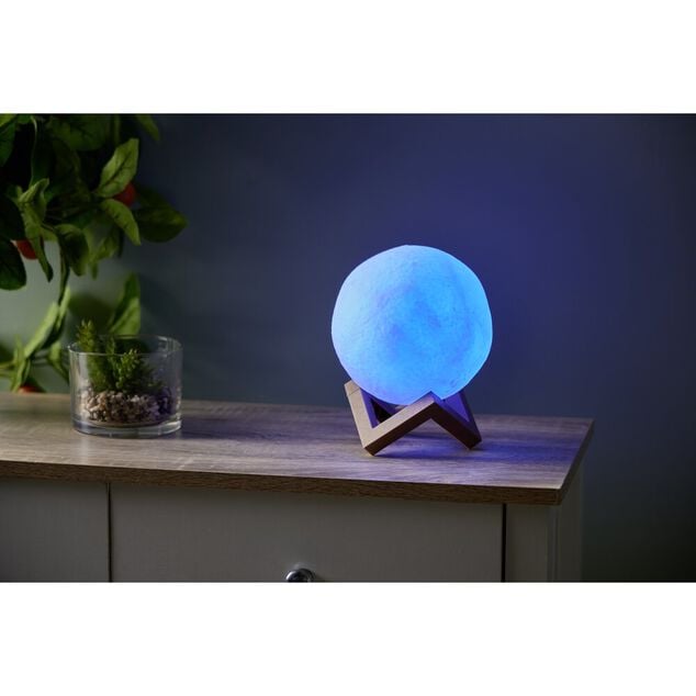 Lampe lune avec support en bois &Oslash;15cm