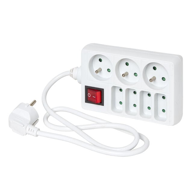 Bloc multiprise blanc interrupteur 7 prises