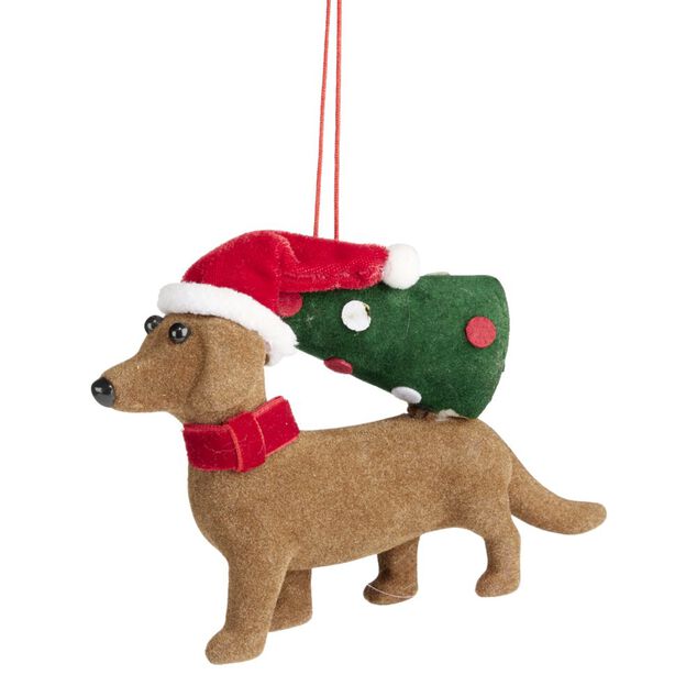 Teckel de No&euml;l &agrave; suspendre L12cm (3 mod&egrave;les)
