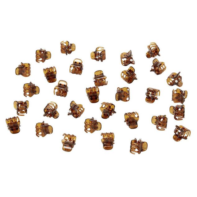 Mini pince plastique marron x32
