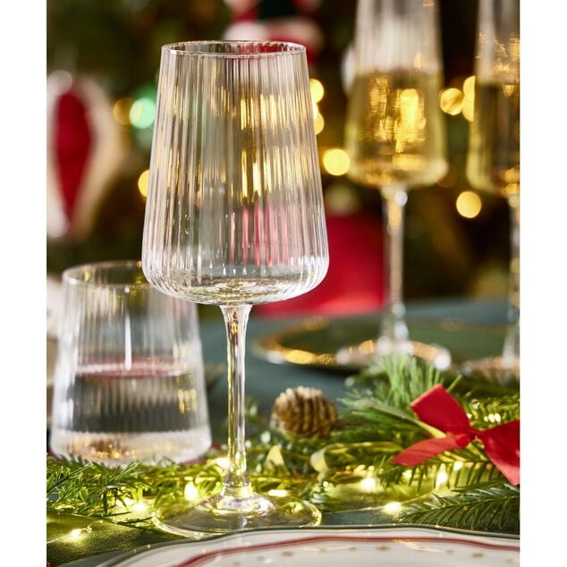 Verre &agrave; vin motif stri&eacute; 520 ml verre transparent
