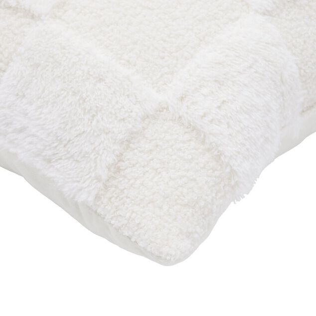 Coussin carr&eacute; d&eacute;co fourrure Teddy motif beige 45x45cm (2 mod&egrave;les)