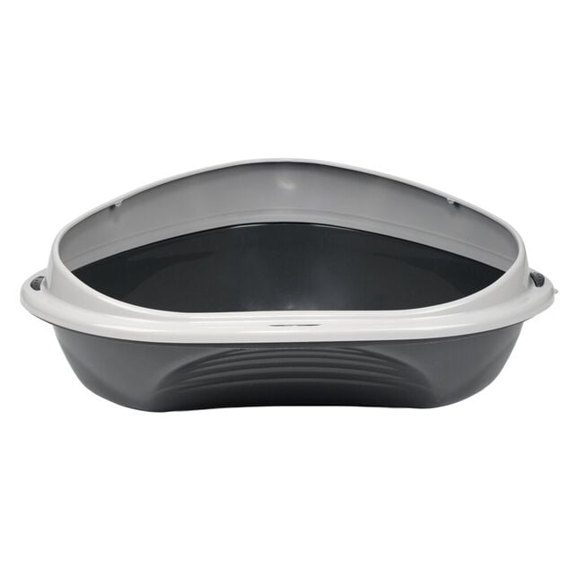 Bac &agrave; liti&egrave;re d'angle pour chat plastique noir 49x40xH17,5cm
