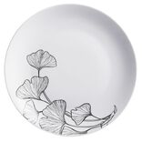 Assiette plate ronde blanche d&eacute;cor fleur noire &Oslash;26cm