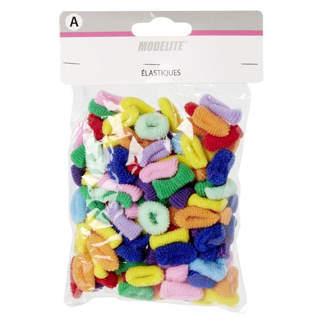 Mini &eacute;lastique polyester assorti x150