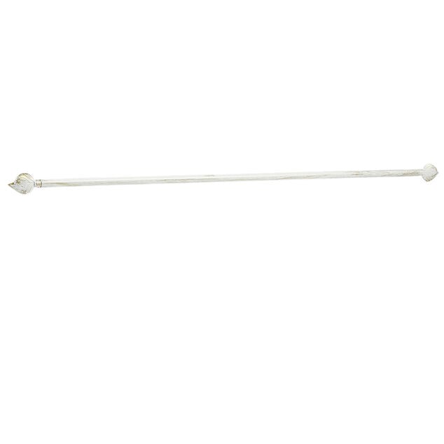 Tringle de vitrage Extensible 80-110 cm embout feuille blanc vieilli