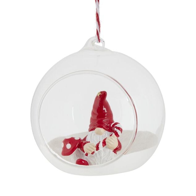 Boule de No&euml;l en verre ouverte avec d&eacute;cor int&eacute;rieur &Oslash;8cm- 3 mod&egrave;les