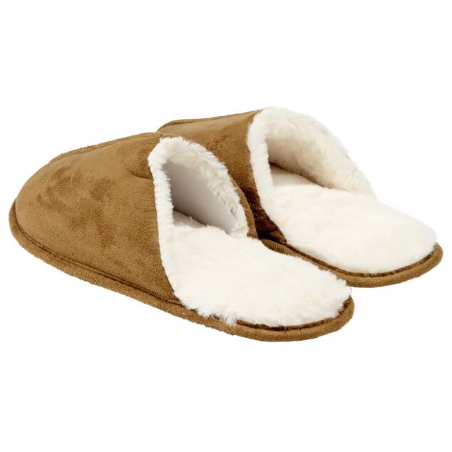Chaussons homme marron fourr&eacute;s blancs 42/43