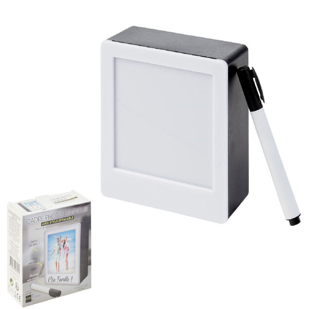 Cadre photo lumineux avec feutre 9x10cm pour photo 7.5x7.5cm