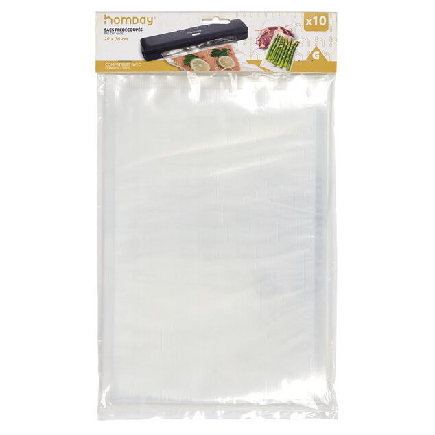 Sac de conservation alimentaire pr&eacute;-d&eacute;coup&eacute; 20x30cm 10 sacs - Taille M