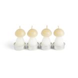 Bougie champignon blanc et jaune 6H x4