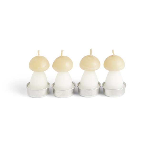 Bougie champignon blanc et jaune 6H x4