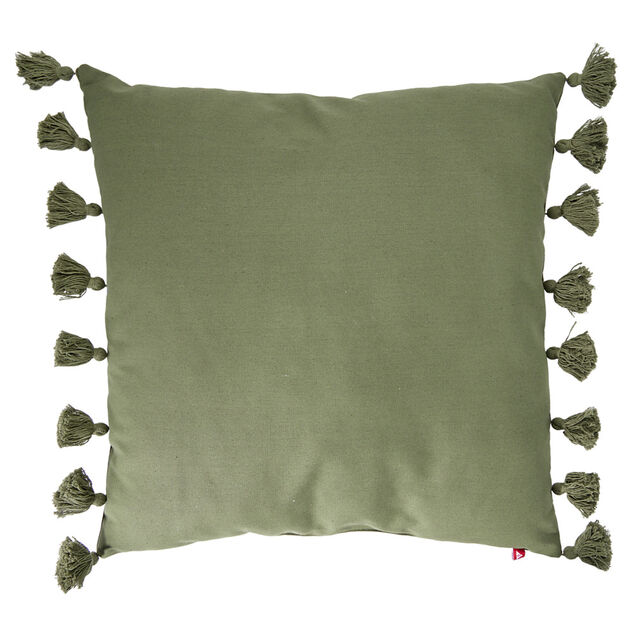 Coussin rembourré uni avec pompons 60x60cm (3 modèles)