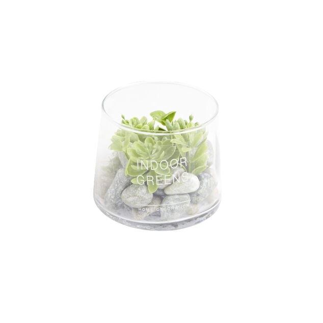 Plante artificielle grasse en pot rond 9,8xH8,2cm