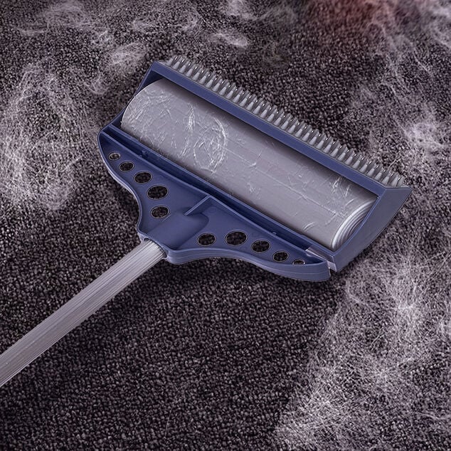 Brosse adh&eacute;sive avec manche t&eacute;lescopique