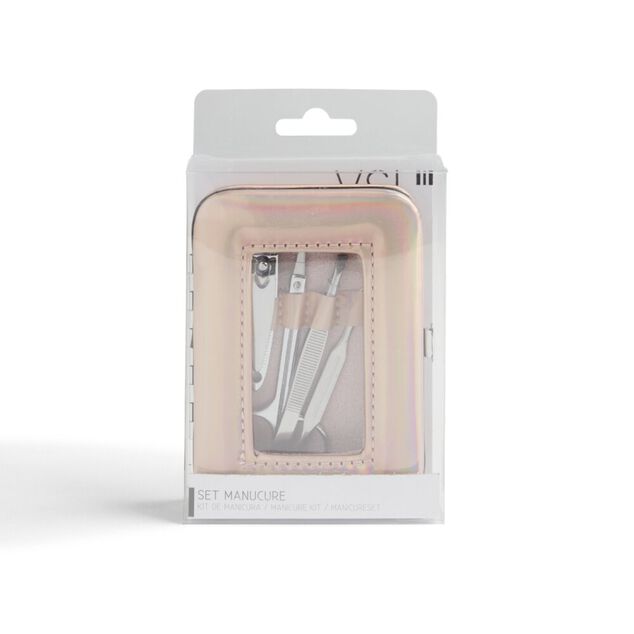 Set manucure 5 pi&egrave;ces avec trousse iridescente - 4 mod&egrave;les