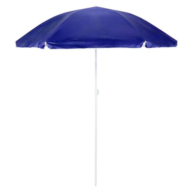 Parasol de plage UPF 50+ toile color&eacute;e &Oslash;140xH175cm (2 mod&egrave;les bleu ou jaune)