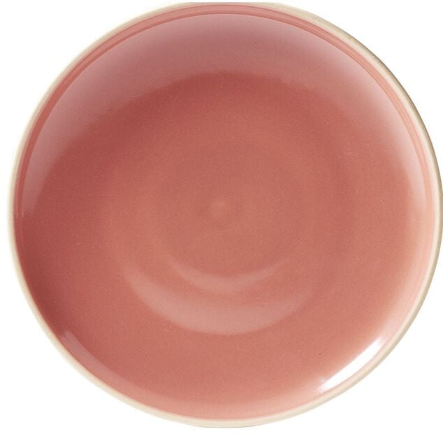 Assiette &agrave; dessert fa&iuml;ence Terracotta bord liser&eacute; cr&egrave;me &Oslash;20cm