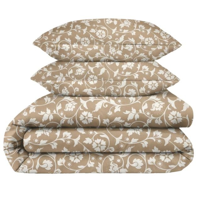 Parure de lit 2 personnes 220x240cm polyester motif v&eacute;g&eacute;tal (3 mod&egrave;les)
