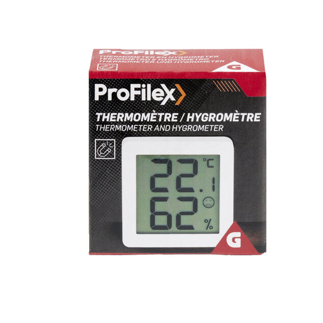 Thermom&egrave;tre hygrom&egrave;tre digital et magn&eacute;tique blanc