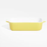 Plat &agrave; four en gr&egrave;s blanc et jaune 24x13,6xH5,5cm