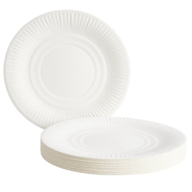 Lot de 50 assiettes en carton blanc &Oslash;23 cm
