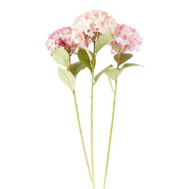 Fleur artificielle 1 tige hortensia rose H82cm