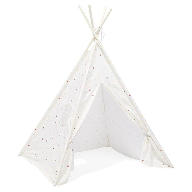 Tipi Flower polyester blanc &agrave; pois - L120xP120xH160 cm