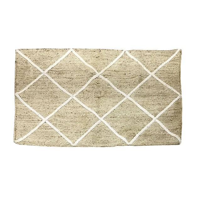 Tapis rectangulaire en jute motif tuft&eacute; beige blanc 120x170 cm