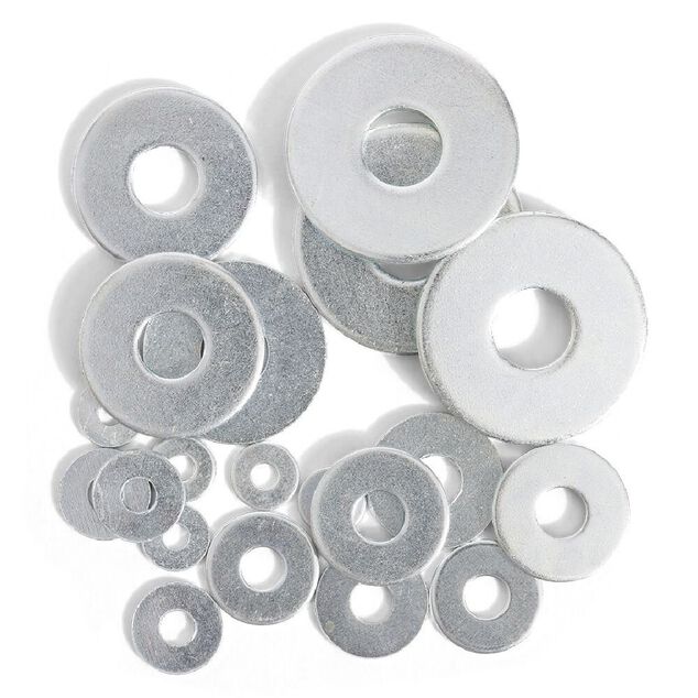 20 rondelles plates larges assorties acier zingu&eacute; - &Oslash;3/4/5/8/10 mm