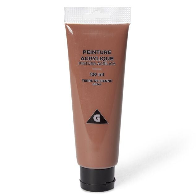 Tube peinture acrylique 120ml terre de sienne