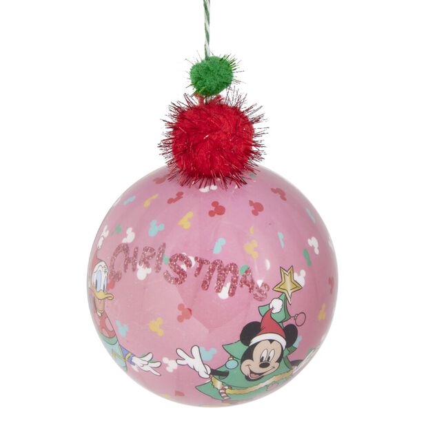 Boule de No&euml;l Disney Mickey rose &Oslash;12cm