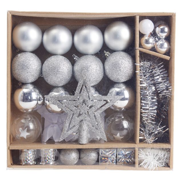 Kit d&eacute;coration pour Sapin de No&euml;l Argent&eacute; x40