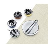 Saladier 1,6L et 4 coupelles 300ml porcelaine motif feuillage tropical noir blanc