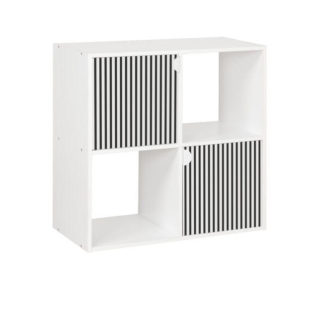 &Eacute;tag&egrave;re Adam 4 cases 2 portes en bois blanc L60xP29,5xH60cm
