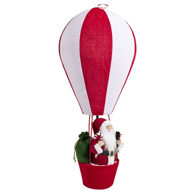 Montgolfi&egrave;re du p&egrave;re No&euml;l feutrine rouge et blanc XL &Oslash;65xH150cm