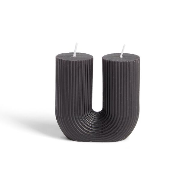 Bougie lettre U noire 6x4xH9cm