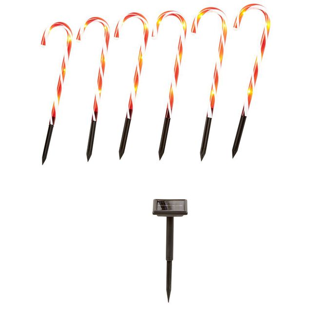 Sucre d'orge lumineux solaire x6 24 LED H43cm