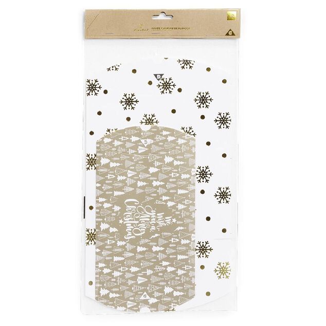 Boîte cadeau berlingot Noël motif flocon x2