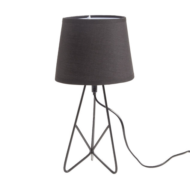 Lampe &agrave; poser abat-jour tissu noir 18x18xH35cm