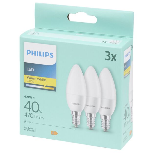 Lot de 3 ampoules LED flamme E14 40W &eacute;quivalent blanc chaud