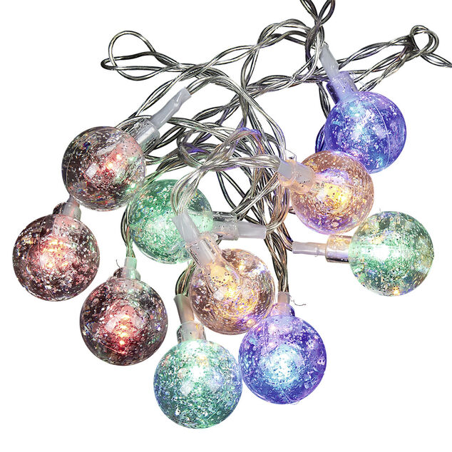 Guirlande &eacute;lectrique boules multicolores fixe L. 1 m