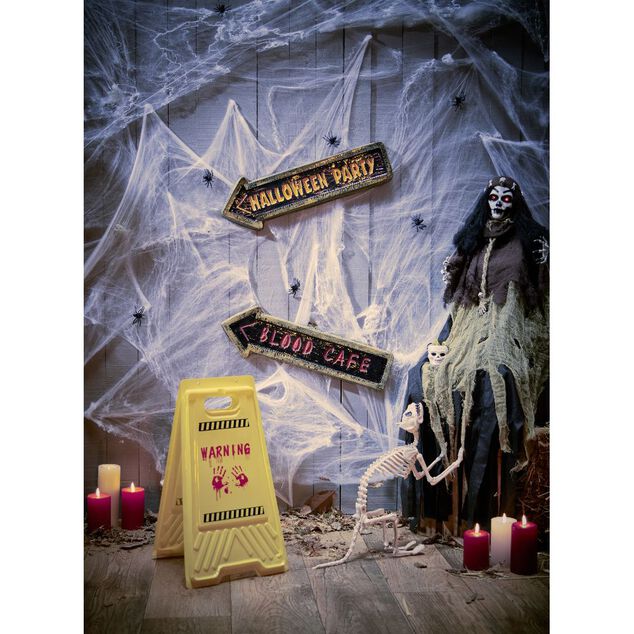 Pancarte de sol alerte zombie rouge et jaune H53cm