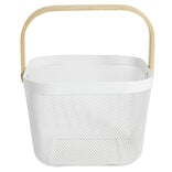 Corbeille à fruit métal mesh blanc et anse bambou