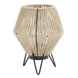 Lampe &agrave; poser corde naturelle pieds m&eacute;tal noir &Oslash;16xH20cm