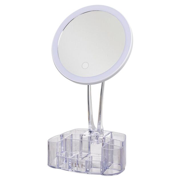 Miroir à LED avec rangement transparent