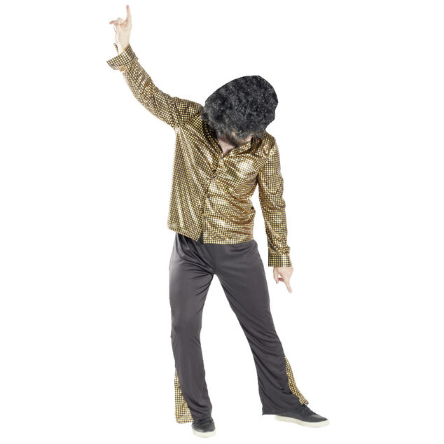 Déguisement homme disco noir et doré pour homme 2 pièces Taille unique
