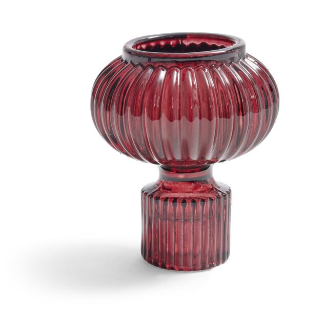 Bougeoir verre rose foncé Ø7,5xH9cm